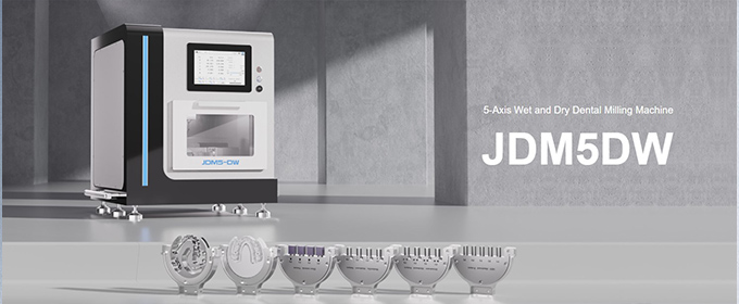 معرفی میلینگ WET&DRY کمپانی JINY با نام JINY JDM5DW با تراش تر و خشک، اسپیندل ۲.۵ کیلووات، ۲۱ ابزار و قابلیت پردازش زیرکونیا، تیتانیوم، شیشه‌سرامیک، PMMA و PEEK