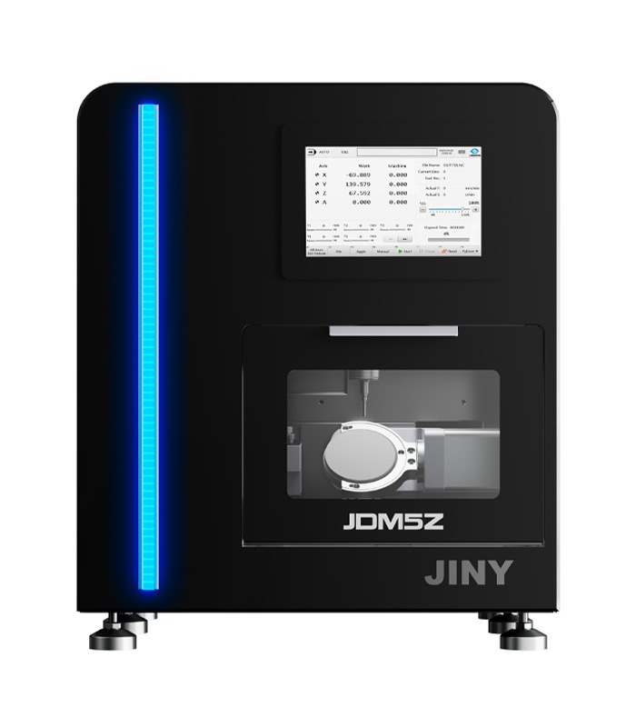 JINY JDM5Z میلینگ خشک ۵ محوره با ۱۰ ابزار، اسپیندل ۶۰۰۰۰ دور و قابلیت تراش Zirconia، PMMA، PEEK و Wax برای لابراتوارهای دندانسازی.